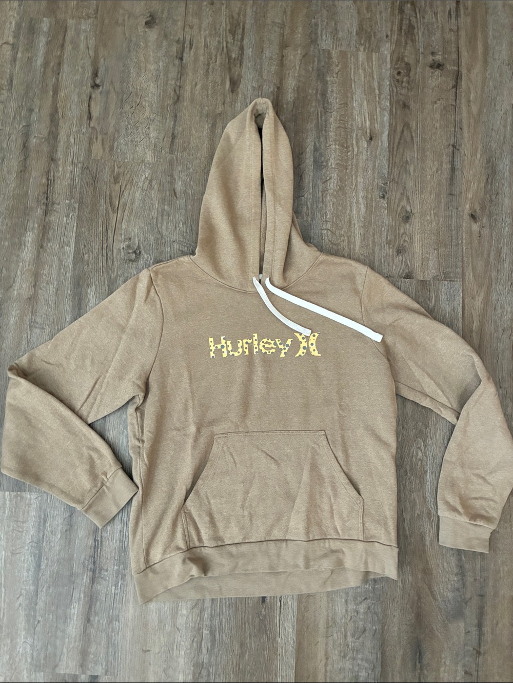 Hurley Tan Hoodie with Yellow Logo